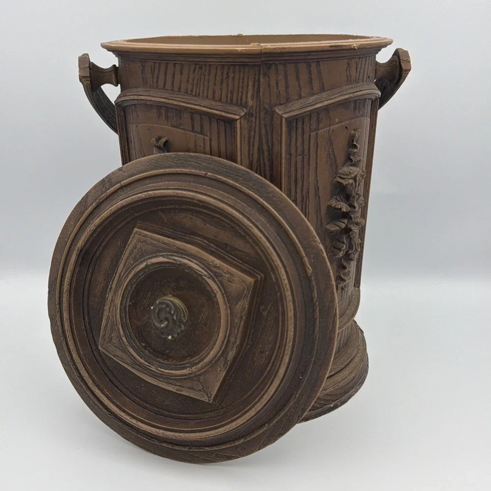 VTG Insulated Ice Bucket Faux Wood Flower Pattern Wine Champagne Bottle Cool Lid